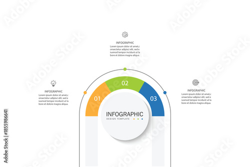 Business visualization infographic circle design template with 3 options, steps or processes. Business presentation.	