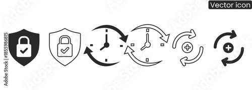 Boost productivity with secure time management icons for business workflow optimization