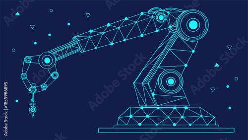 Futuristic Robotic Arm Industrial Automation Technology Concept with vector illustration