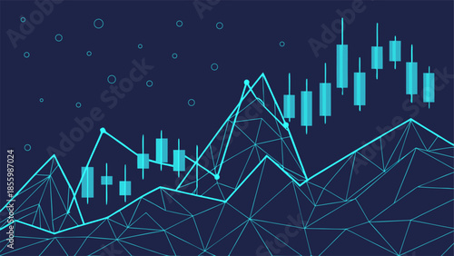 Stock Market Trading Graph, Financial Data Analysis, Business Technology with vector illustration
