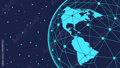 Global Network Connection, Digital World Map Technology with vector illustration