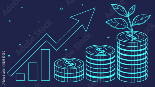 Financial Growth Investment Success Business Money Concept with vector illustration