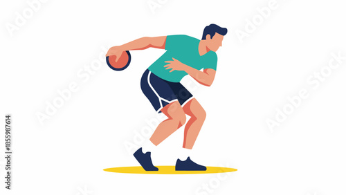 discus thrower in rotational motion
