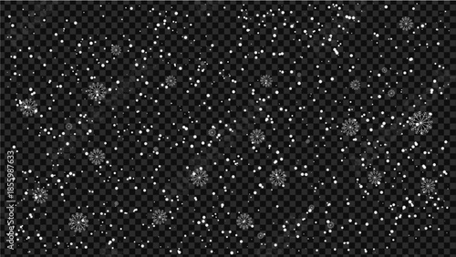 Realistic Falling Snowflakes and Snow Particles Overlay Winter Snowfall Effect