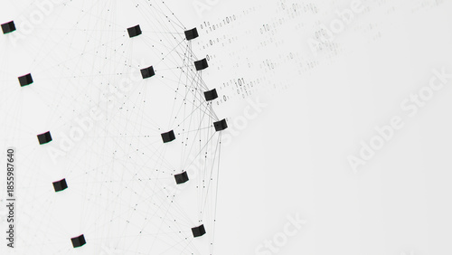 Closeup of Neural network model, LLM structure background. AI big data processing technological concept. Machine learning abstract backdrop. Digital quantum computing.