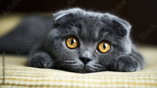 Close-up of a gray cat's face.