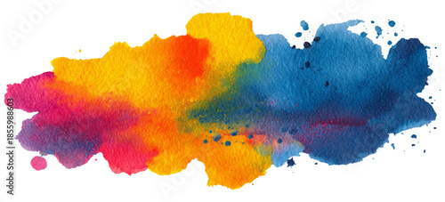 Colorful rainbow watercolor illustration with bright ink splashes. creative watercolor art background with colorful brush strokes ink splatter texture.