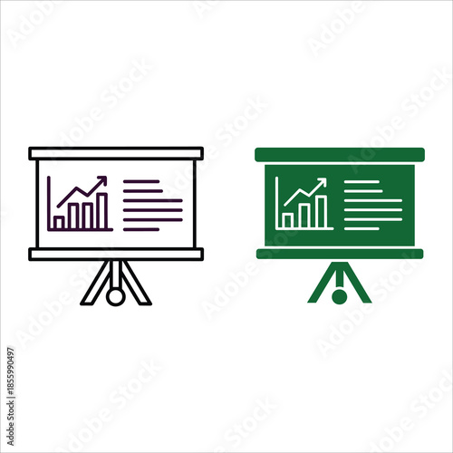 Two Flip Charts with Graphs and Text on White and Green Backgrounds