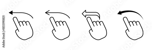 Swipe Left Hand Gesture Icon Set Outline