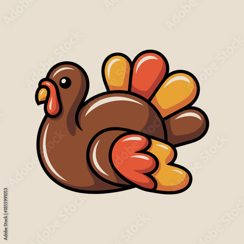 Vibrant chocolate turkey vector illustration with colorful details – Perfect for Thanksgiving candy promotions or holiday crafts.