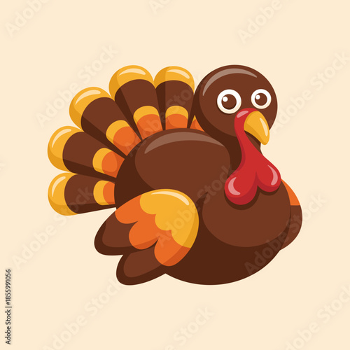 Cheerful chocolate turkey vector with glossy holiday finish – Great for seasonal confectionery branding or dessert menus.