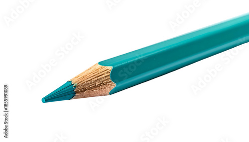 Macro shot of a turquoise colored pencil point, against a black background