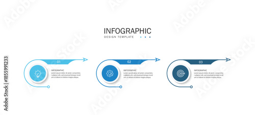 Business infographic template. 3 Step timeline journey. Process diagram, Infographic elements vector illustration.	
