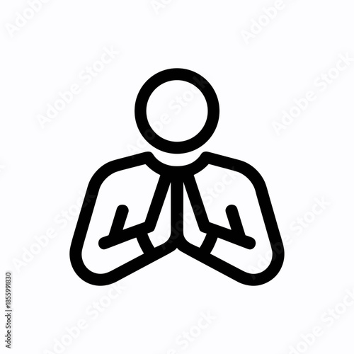 Person in Prayer Gesture Icon Expressing Gratitude and Respect in Simple Form