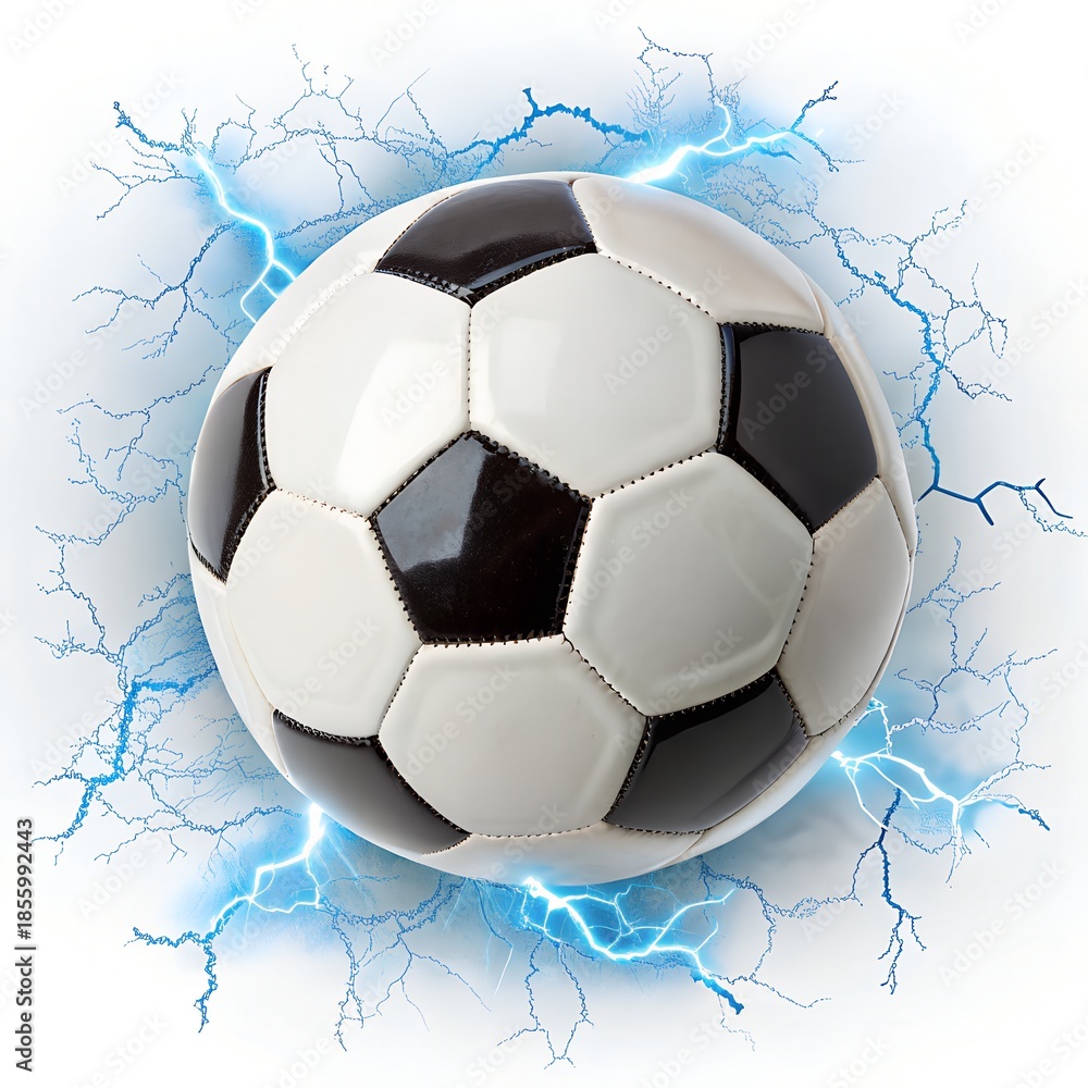 Fototapeta premium Electric soccer ball with lightning effect