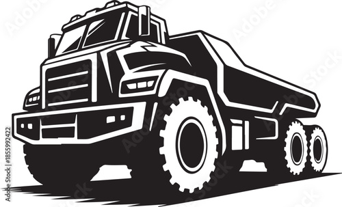 Large heavyduty dump truck illustration isolated on transparent background