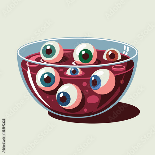 Crimson Eyeball Halloween Punch Bowl Vector – Perfect for dark-themed holiday concepts, scary party decorations, or sophisticated vector art design.