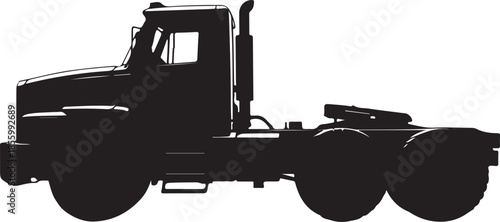 Heavy duty semi truck silhouette isolated on transparent background