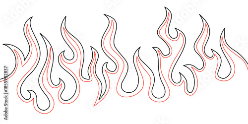 Fire Background. flame Background. doodle fire background. Flame Seamless Pattern. Background with fire lines. Outline of flames background. Continuous fire line design. Flame outline background.