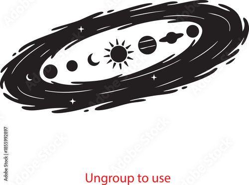 silhouette solar system milkyway editable