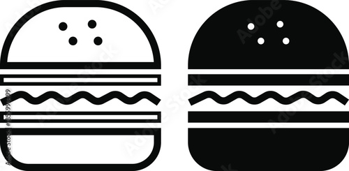 Minimalist hamburger icon design in both outline and solid black styles