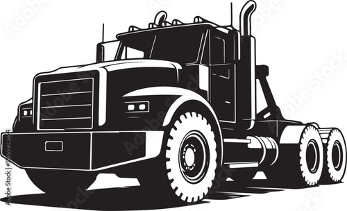 Heavyduty semitruck with large wheels isolated illustration