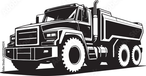 Heavyduty dump truck isolated illustration for construction and transport