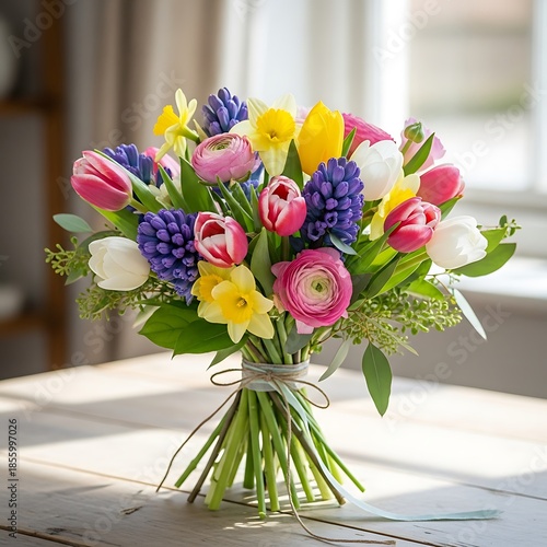 Spring Bouquet of Colorful Flowers.
