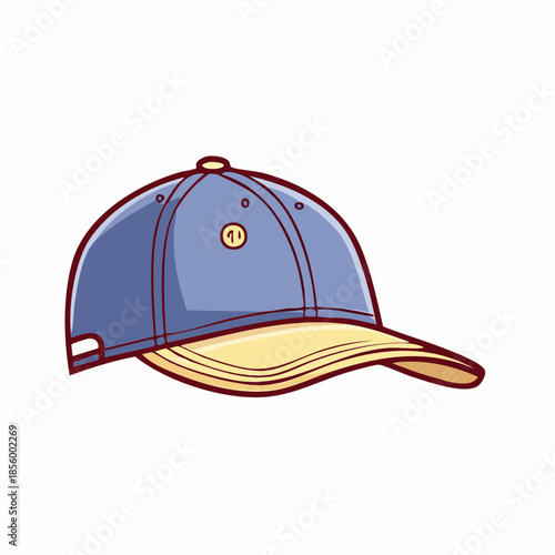 Casual baseball cap with adjustable strap and curved brim in blue and beige colors