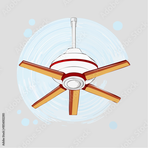 Ceiling fan with wooden blades
