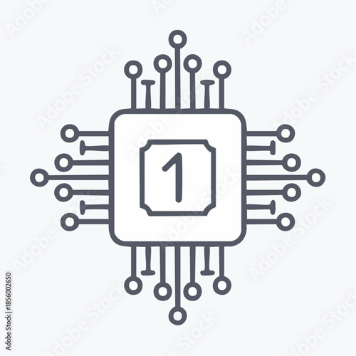 digital microchip icon representing technology and electronic circuitry design