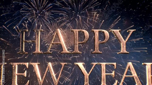 Vibrant Fireworks Illuminating Happy New Year Celebrations at Night with Sparkling Lights