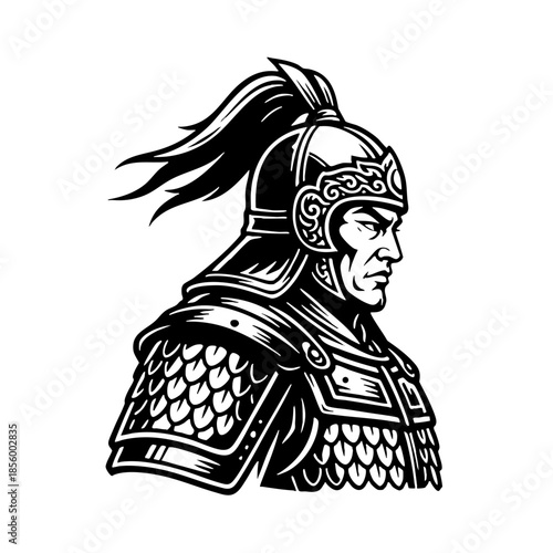 Strong Historical Warrior Wearing Ancient Military Armor