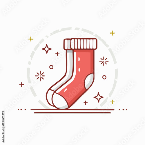 Festive Christmas Stocking Illustration with Holiday Theme and Decorative Elements