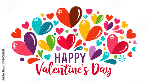 Colorful hearts happy valentine's day Vector