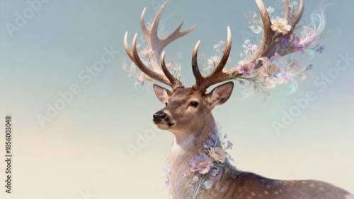 Deer with floral antlers