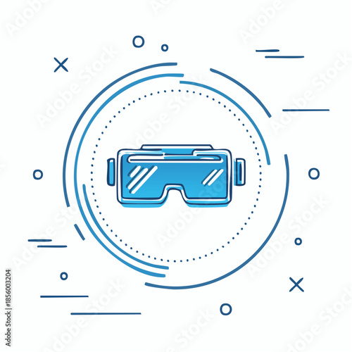 Futuristic Virtual Reality Glasses Illustration with Digital Abstract Design