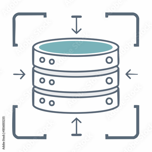 Illustration of a data server or database icon with a minimalistic design for digital storage