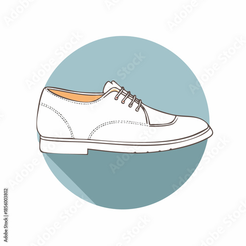 Minimalist Illustration of a Classic Men's Dress Shoe with a Two-Tone Design and Circular Background