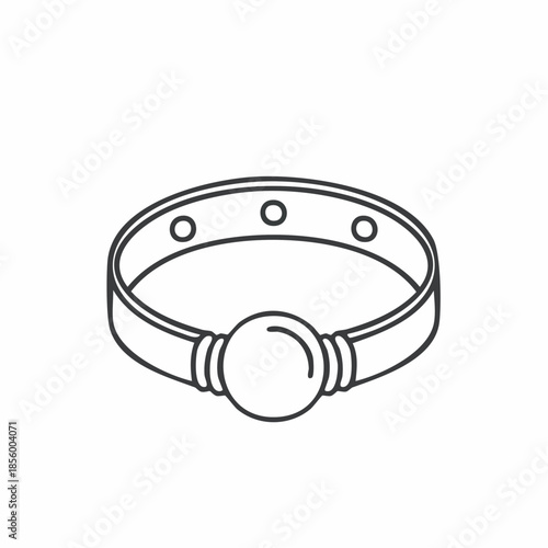 Minimalist Line Drawing of a Clear Glass Dog Collar with a Round Tag
