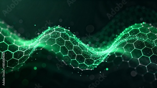 Abstract green hexagonal wave pattern