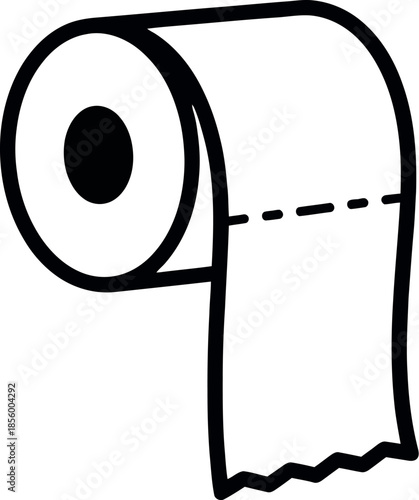 Essential bathroom hygiene item: a simple black and white outline of a toilet paper roll