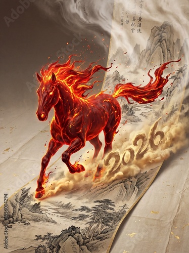 Fiery Horse Illustration for 2026