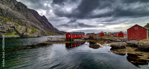 Photos Old Fishermen Village Nusfjord With Rorbuer Huts And Calm Fjord On Lofoten Islan