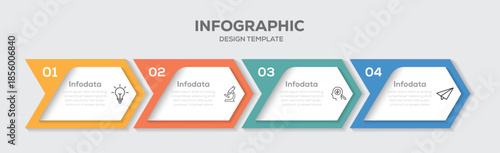 Business process Infographic template with 4 options or steps. Used for process diagram, workflow layout, info graph, annual report, flow chart.