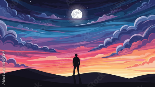 desert landscape with moon