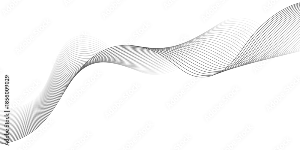 Fototapeta premium Abstract technology lines on white background. Undulate Grey Wave Swirl, frequency sound wave, twisted curve lines with blend effect, wave with lines created using blend tool.
