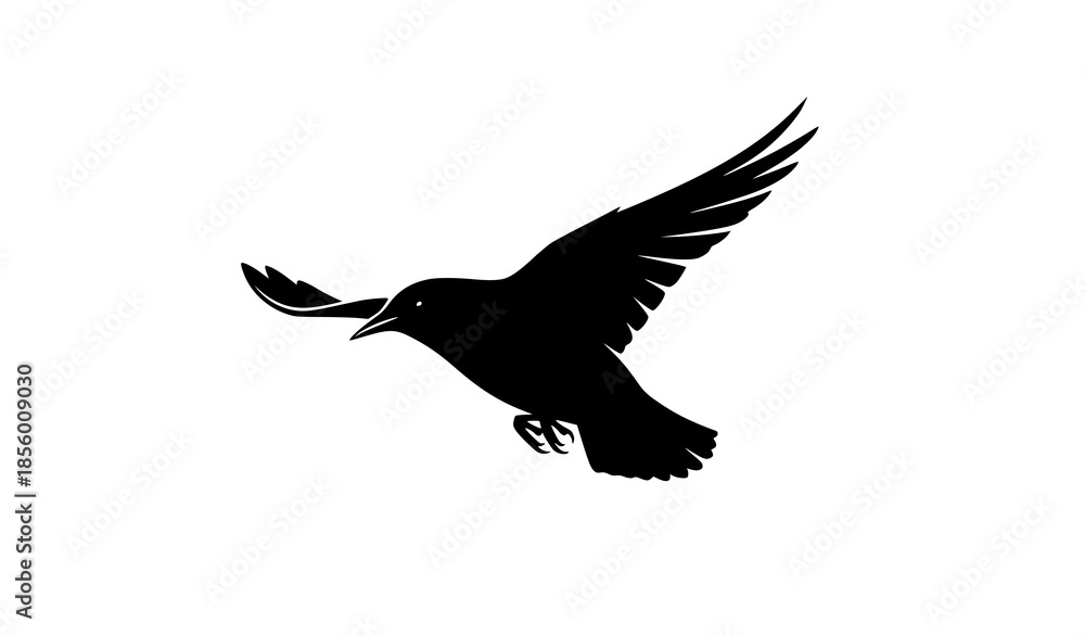 Obraz premium Dynamic flying starling bird silhouette vector illustration for nature and wildlife design