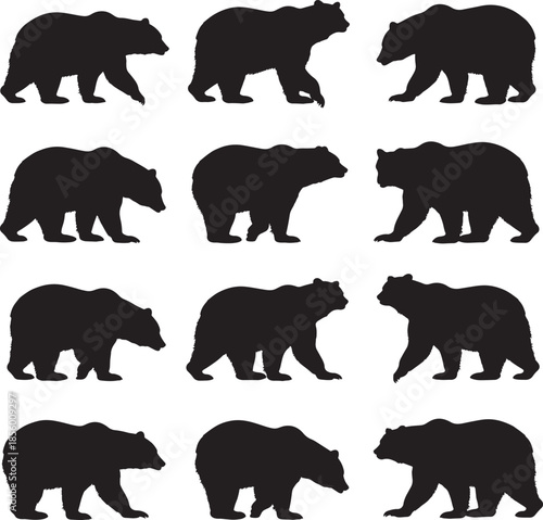 collection of bear silhouettes walking in different directions