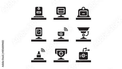 Collection of various computer icons displayed on a clean white background showcasing different technology and computing concepts